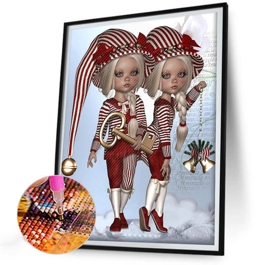 Diamond Painting - Full Round - Twin big-eyed dolls (30*40CM)