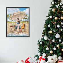 Load image into Gallery viewer, Diamond Painting - Full Round - girl relaxing on the beach (30*40CM)