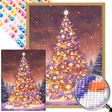 Load image into Gallery viewer, AB Diamond Painting - Full Round - Golden Christmas tree in the snow (40*55CM)