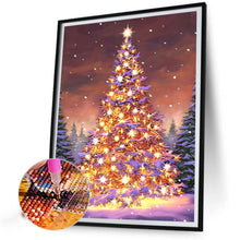 Load image into Gallery viewer, AB Diamond Painting - Full Round - Golden Christmas tree in the snow (40*55CM)