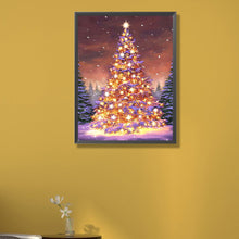 Load image into Gallery viewer, AB Diamond Painting - Full Round - Golden Christmas tree in the snow (40*55CM)