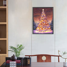 Load image into Gallery viewer, AB Diamond Painting - Full Round - Golden Christmas tree in the snow (40*55CM)