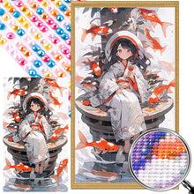 Load image into Gallery viewer, AB Diamond Painting - Full Round - goldfish and girl (40*70CM)