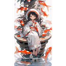 Load image into Gallery viewer, AB Diamond Painting - Full Round - goldfish and girl (40*70CM)