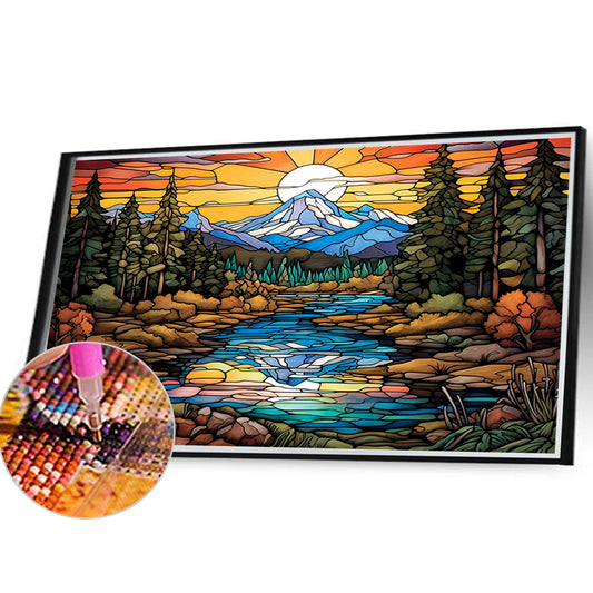Diamond Painting - Full Round - Mountains and flowing water (40*30CM)
