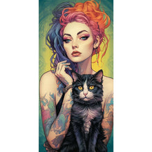 Load image into Gallery viewer, Diamond Painting - Full Round - black cat girl (40*80CM)