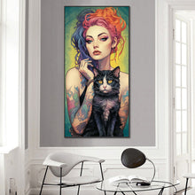 Load image into Gallery viewer, Diamond Painting - Full Round - black cat girl (40*80CM)