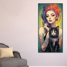 Load image into Gallery viewer, Diamond Painting - Full Round - black cat girl (40*80CM)