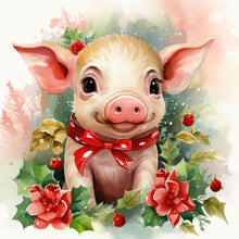 Load image into Gallery viewer, Diamond Painting - Full Round - Christmas winter piggy (30*30CM)