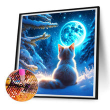 Load image into Gallery viewer, Diamond Painting - Full Round - Kitten under the moon (30*30CM)