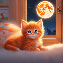 Load image into Gallery viewer, Diamond Painting - Full Round - full moon kitten (30*30CM)