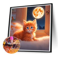 Load image into Gallery viewer, Diamond Painting - Full Round - full moon kitten (30*30CM)