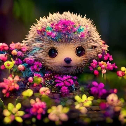 AB Diamond Painting - Full Square - Flowers and hedgehogs (30*30CM)