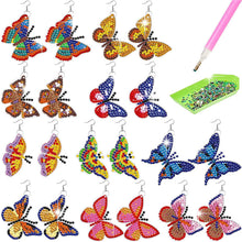 Load image into Gallery viewer, 10 Pairs Double Sided Diamond Painting Earring Making Kit (Colourful Butterfly)