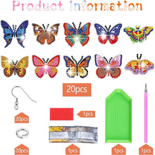 Load image into Gallery viewer, 10 Pairs Double Sided Diamond Painting Earring Making Kit (Colourful Butterfly)