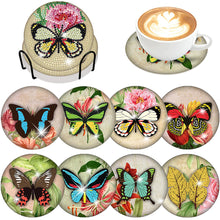 Load image into Gallery viewer, 8PCS Acrylic Diamond Painting Coasters Kits with Holder for Adults(Butterfly #1)