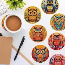 Load image into Gallery viewer, 8PCS Acrylic Diamond Painting Coasters Kits with Holder for Beginner (Owl)