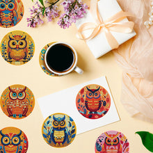 Load image into Gallery viewer, 8PCS Acrylic Diamond Painting Coasters Kits with Holder for Beginner (Owl)