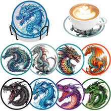 Load image into Gallery viewer, 8PCS Acrylic Diamond Painting Coasters Kits with Holder for Beginner (Dragon)
