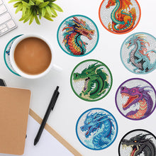 Load image into Gallery viewer, 8PCS Acrylic Diamond Painting Coasters Kits with Holder for Beginner (Dragon)