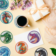 Load image into Gallery viewer, 8PCS Acrylic Diamond Painting Coasters Kits with Holder for Beginner (Dragon)