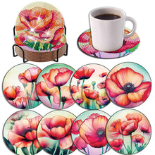 Load image into Gallery viewer, 8PCS Acrylic Diamond Painting Coasters Kits with Holder for Beginner (Red Rose)