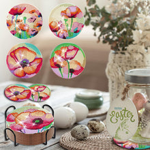 Load image into Gallery viewer, 8PCS Acrylic Diamond Painting Coasters Kits with Holder for Beginner (Red Rose)