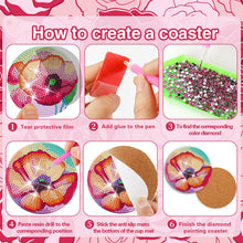 Load image into Gallery viewer, 8PCS Acrylic Diamond Painting Coasters Kits with Holder for Beginner (Red Rose)