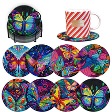 Load image into Gallery viewer, 8PCS Acrylic Diamond Painting Coasters Kits with Holder for Adult (Butterfly #8)