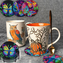 Load image into Gallery viewer, 8PCS Acrylic Diamond Painting Coasters Kits with Holder for Adult (Butterfly #8)
