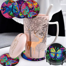 Load image into Gallery viewer, 8PCS Acrylic Diamond Painting Coasters Kits with Holder for Adult (Butterfly #8)