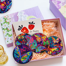 Load image into Gallery viewer, 8PCS Acrylic Diamond Painting Coasters Kits with Holder for Adult (Butterfly #8)