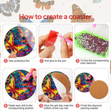 Load image into Gallery viewer, 8PCS Acrylic Diamond Painting Coasters Kits with Holder for Adult (Butterfly #8)