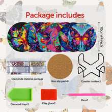 Load image into Gallery viewer, 8PCS Acrylic Diamond Painting Coasters Kits with Holder for Adult (Butterfly #8)