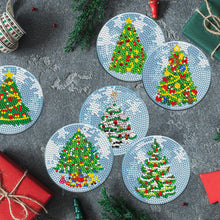 Load image into Gallery viewer, 8PCS Acrylic Diamond Painting Coasters Kits with Holder (Christmas Tree)