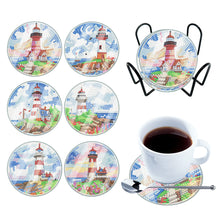 Load image into Gallery viewer, 6PCS Waterproof Coaster Acrylic Special Shape Diamond Painting Art Coaster Kit with Holder
