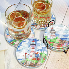 Load image into Gallery viewer, 6PCS Waterproof Coaster Acrylic Special Shape Diamond Painting Art Coaster Kit with Holder