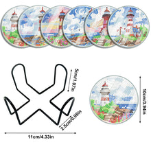 Load image into Gallery viewer, 6PCS Waterproof Coaster Acrylic Special Shape Diamond Painting Art Coaster Kit with Holder