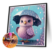 Load image into Gallery viewer, Diamond Painting - Full Round - Chicken holding an umbrella in the rain (30*30CM)