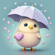 Load image into Gallery viewer, Diamond Painting - Full Round - Chicken holding an umbrella in the rain (30*30CM)