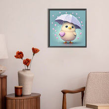 Load image into Gallery viewer, Diamond Painting - Full Round - Chicken holding an umbrella in the rain (30*30CM)