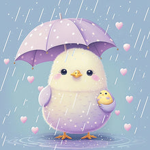 Load image into Gallery viewer, Diamond Painting - Full Round - Chicken holding an umbrella in the rain (30*30CM)