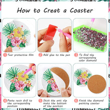 Load image into Gallery viewer, 8 PCS Acrylic Diamond Painting Art Coaster Kit with Holder (Flamingo #1)