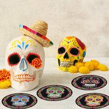 Load image into Gallery viewer, 8 PCS Acrylic Diamond Painting Art Coaster Kit with Holder for Adults (Skull)
