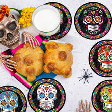 Load image into Gallery viewer, 8 PCS Acrylic Diamond Painting Art Coaster Kit with Holder for Adults (Skull)