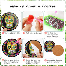 Load image into Gallery viewer, 8 PCS Acrylic Diamond Painting Art Coaster Kit with Holder for Adults (Skull)