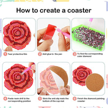 Load image into Gallery viewer, 8 PCS Acrylic Diamond Painting Art Coaster Kit with Holder for Adults (Flower)