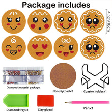 Load image into Gallery viewer, 8 PCS Acrylic Diamond Painting Art Coaster Kit with Holder (Smiley Biscuit)