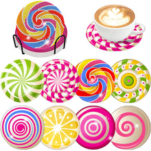 Load image into Gallery viewer, 8 PCS Acrylic Diamond Painting Art Coaster Kit with Holder for Adults (Candy)