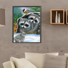 Load image into Gallery viewer, Diamond Painting - Full Square - Raccoon in snow scene (30*40CM)